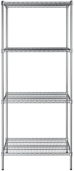 21" x 36" NSF Chrome 4-Shelf Kit with 86" Posts, Heavy Duty Storage Shelving, Wire Shelving Kit, NSF Commercial Storage Rack Unit
