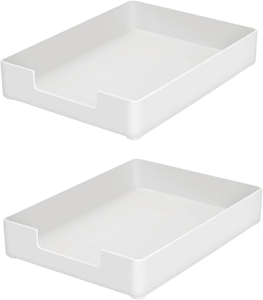 Desk Letter Tray, 2PCS A4 Size Plastic Stackable File Document Organizer, Office Desktop File Paper Holder, Book Storage Rack,Anti-Skid Stacking Support for Office Supplies (White)-NeatNest