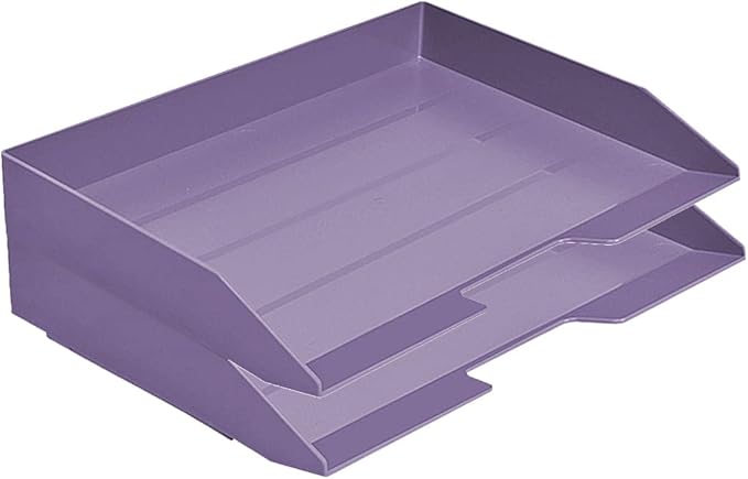 Acrimet Stackable Letter Tray 2 Tier Side Load, Plastic, Desktop File Organizer (Solid Purple Color)-NeatNest