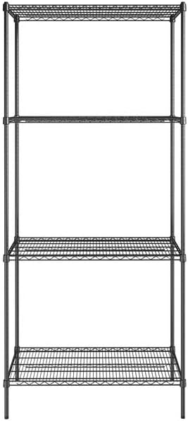 24" x 42" NSF Black Epoxy 4-Shelf Kit with 96" Posts, Heavy Duty Storage Shelving, Wire Shelving Kit, NSF Commercial Storage Rack Unit