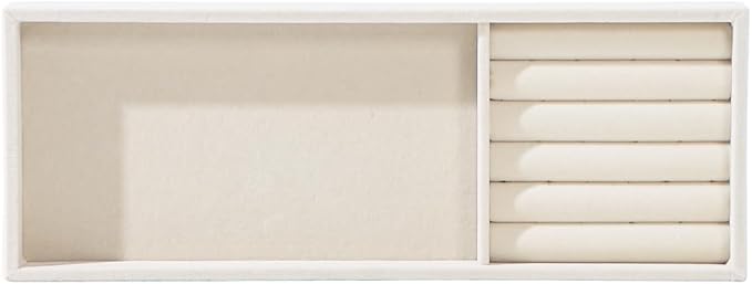 Divided Drawer Organizer Tray, Velvet Jewelry Storage Tray, Necklace Bracelet Ring Earring Display Tray,Bedside Nightstand Desk Holder Tray for Phone Watch Sunglasses Cosmetics Storage/Beige/2grid-NeatNest