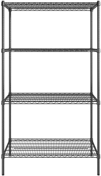 24" x 48" NSF Black Epoxy 4-Shelf Kit with 74" Posts, Heavy Duty Storage Shelving, Wire Shelving Kit, NSF Commercial Storage Rack Unit