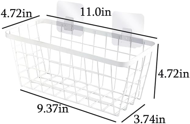 2 Set LeleCAT Hanging Wall Basket Organizer, Over the Cabinet Door Adhesive Wire Baskets for Organizing Kitchen Food Pantry Bathroom Shelf Storage No Drilling Wall Mounted,White-NeatNest