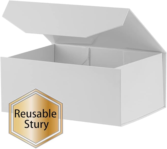 1PCS White Gift Box 9.5x7x4 Inches, Sturdy Gift Box with Lid for Gift Packaging, Foldable Magnetic Closure Storage Boxes, Bridesmaid proposal box, Rectangle Collapsible Box-NeatNest