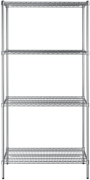 18" x 42" NSF Chrome 4-Shelf Kit with 86" Posts, Heavy Duty Storage Shelving, Wire Shelving Kit, NSF Commercial Storage Rack Unit