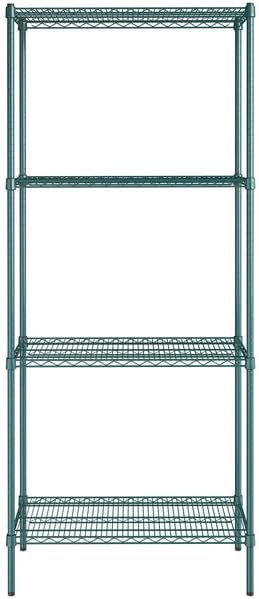 18" x 36" NSF Green Epoxy 4-Shelf Kit with 86" Posts, Heavy Duty Storage Shelving, Wire Shelving Kit, NSF Commercial Storage Rack Unit