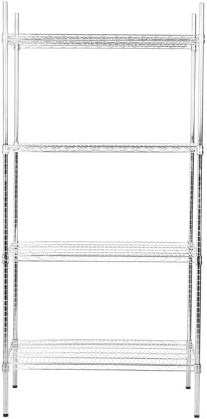 24" x 36" NSF Stainless Steel 4-Shelf Kit with 74" Posts, Heavy Duty Storage Shelving, Wire Shelving Kit, NSF Commercial Storage Rack Unit
