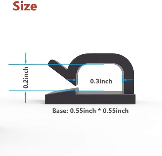 Cable Clips 60pcs with Strong Adhesive Tapes,Wire Holder Organizer Cord Management for Car, Office and Home (Black- CC05(60PCS))-NeatNest