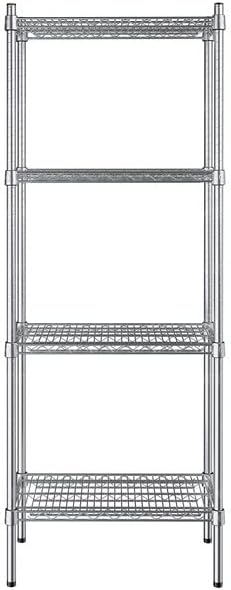14" x 24" NSF Stainless Steel 4-Shelf Kit with 64" Posts, Heavy Duty Storage Shelving, Wire Shelving Kit, NSF Commercial Storage Rack Unit