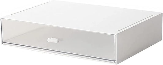 Desk Organizer with Drawers Stackable Storage Drawers, Plastic Compact Desk Storage Box Great for Office School Home Small Space- 1drawers (White)-NeatNest