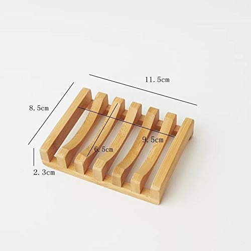 Bamboo Soap Dish, 2pc Rectangular, Light Brown, 3.4 x 4.5 inches, 0.14 pounds, Bathtub-NeatNest