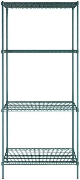 24" x 42" NSF Green Epoxy 4-Shelf Kit with 96" Posts, Heavy Duty Storage Shelving, Wire Shelving Kit, NSF Commercial Storage Rack Unit