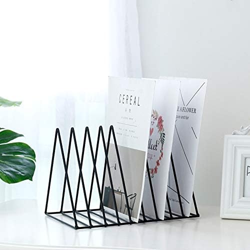 Black Metal Vinyl Record Holder,Vertical Record Player Holder,File Organizer for Desk,Desktop File Sorters,Paper Organizer and Record Holder Stand,Triangle Upright 9 Lattice Vinyl Rack Stand,1Pack-NeatNest