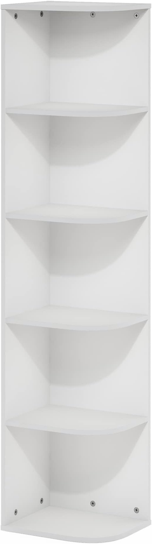 Furinno Pasir 5-Tier Corner Open Shelf Bookcase, White-NeatNest