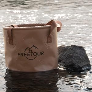 Baiao Collapsible Bucket 5 Gallon, Portable Collapsible Bucket with Handle, Folding Water Container for Fishing Camping Beach Hiking Home Travel Car Washing(Khaki 20L)-NeatNest