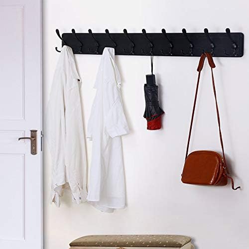 Dseap Coat Rack Wall Mounted - 10 Tri Hooks, 38-1/4" Long, Heavy Duty Wooden Wall Coat Hanger Coat Hook for Clothes Hat Jacket Clothing, Black, Pack of 2