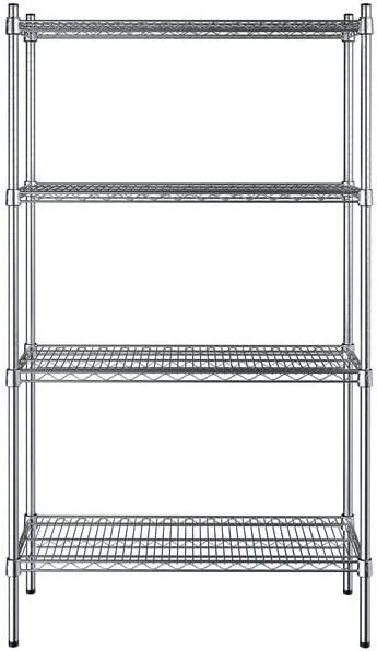 14" x 36" NSF Chrome 4-Shelf Kit with 64" Posts, Heavy Duty Storage Shelving, Wire Shelving Kit, NSF Commercial Storage Rack Unit