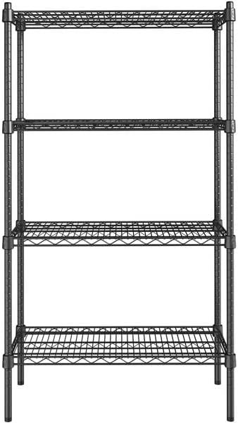 14" x 30" NSF Black Epoxy 4-Shelf Kit with 54" Posts, Heavy Duty Storage Shelving, Wire Shelving Kit, NSF Commercial Storage Rack Unit