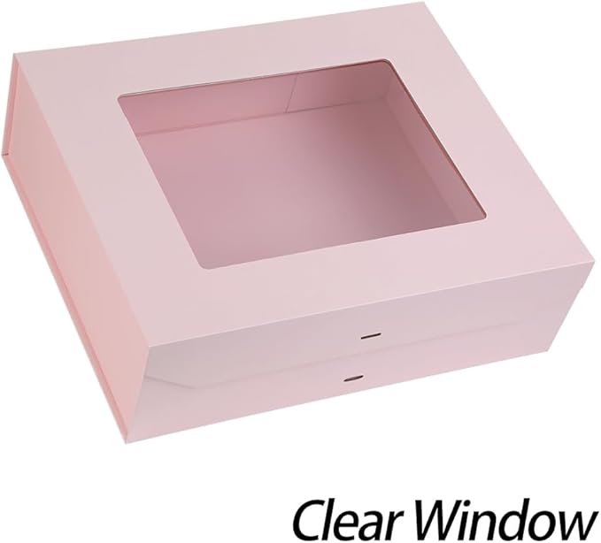3 Pcs Extra Large Pink Gift Box for Presents with Ribbon 19x16x6 Inches Clear Gift Box with Window Magnetic Closure Gift Boxes with Lids-NeatNest