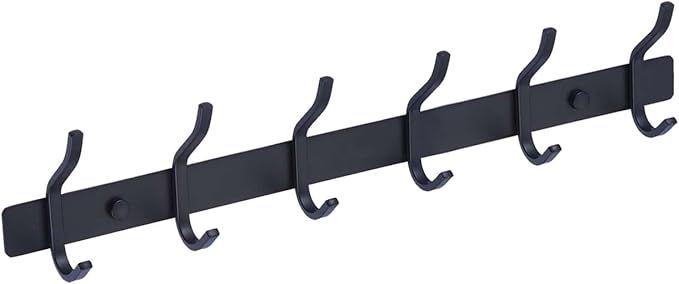 AZW Coat Rack Wall Mount,Heavy Duty Stainless Steel Metal Coat Hooks Hanging for Robes Bags Keys Hat Clothes and Bathroom Door Towels Hanger(Matte Black 6 Hooks)-NeatNest