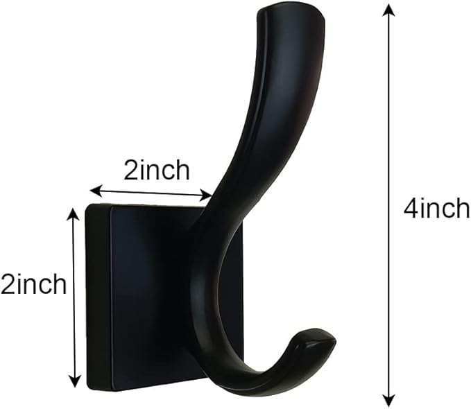 Black Towel Hooks,Double Towel Robe Clothes Coat Holder,Heavy Duty Wall Mount Hooks for Bath Bedroom Kitchen Pool Garage Hotel,4 Pack-NeatNest