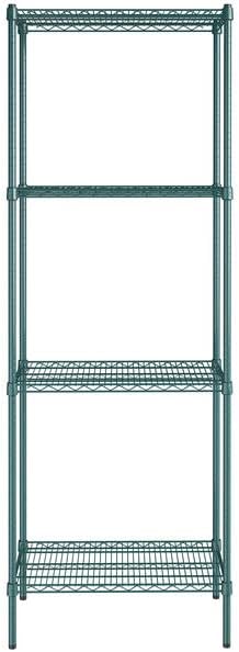 18" x 30" NSF Green Epoxy 4-Shelf Kit with 86" Posts, Heavy Duty Storage Shelving, Wire Shelving Kit, NSF Commercial Storage Rack Unit