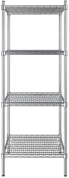 24" x 24" NSF Stainless Steel 4-Shelf Kit with 64" Posts, Heavy Duty Storage Shelving, Wire Shelving Kit, NSF Commercial Storage Rack Unit