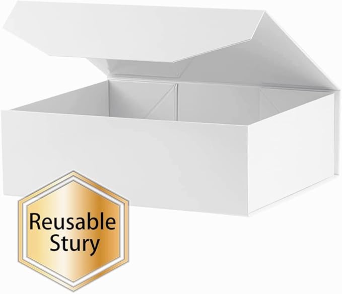 1Pcs 13x9x4 Inches White Gift Boxes with Lids for Presents Magnetic gift box large Gift Box for Bridesmaid Proposal,Groomsman (Glossy White)-NeatNest