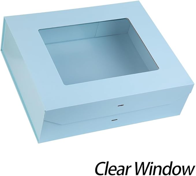 3 Pcs Extra Large Blue Gift Box for Presents with Ribbon 19x16x6 Inches Clear Gift Box with Window Magnetic Closure Gift Boxes with Lids-NeatNest