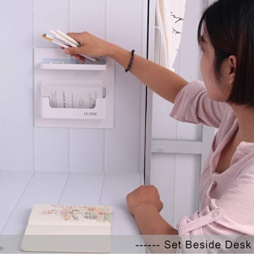 Bedside Shelf Bedroom Dorm Room Rack Organizer Storage -Use as Kid Student Wall Shelf to Organize Headphone,Remotes,Glass,Cellphones(Horizontal Type/White)-NeatNest