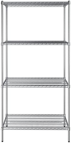 24" x 42" NSF Chrome 4-Shelf Kit with 86" Posts, Heavy Duty Storage Shelving, Wire Shelving Kit, NSF Commercial Storage Rack Unit