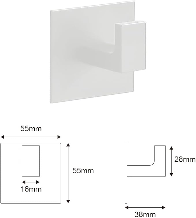 4 Pack Adhesive Towel Holder Bathroom Shower Robe Hook Hanging Coat Clothes Rack Stickers Square Metal Wall Hooks White