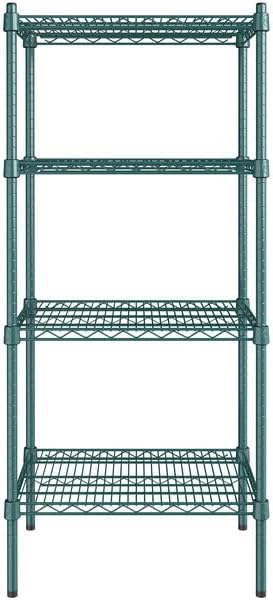 18" x 24" NSF Green Epoxy 4-Shelf Kit with 54" Posts, Heavy Duty Storage Shelving, Wire Shelving Kit, NSF Commercial Storage Rack Unit