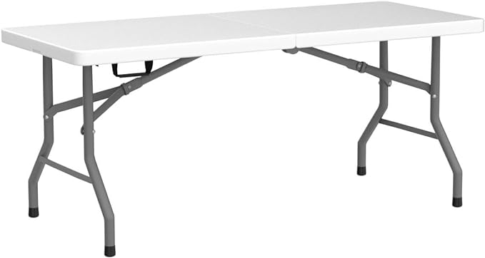FDW Folding Half Portable Foldable Table for Parties Backyard Events (White, 6 FT 70 * 29) (White, 6 FT)-NeatNest