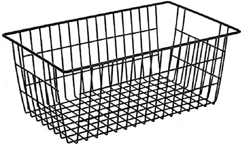 Farmhouse Wire Organizer Storage Bins Durable Metal Basket Pantry Large Organizing Storage Bin Baskets for Kitchen Cabinets, Pantry, Freezer, Bathroom,Closets-Set of 6-Black