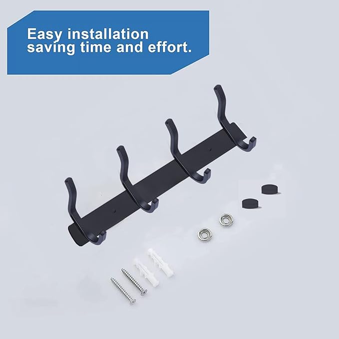AZW Coat Rack Wall Mount,Heavy Duty Stainless Steel Metal Coat Hooks Hanging for Robes Bags Keys Hat Clothes and Bathroom Door Towels Hanger(Matte Black 4 Hooks)-NeatNest