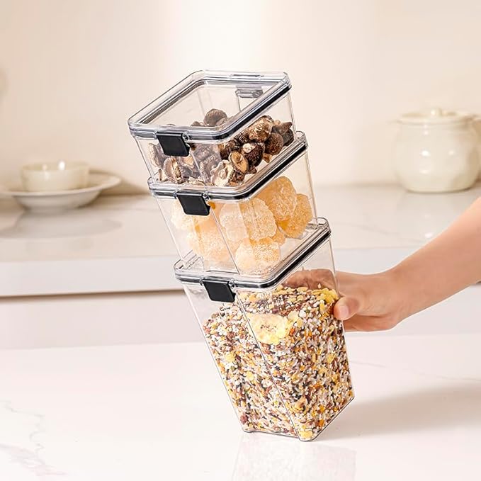 Food Storage Containers 4pack Plastic BPA Free shatterproof Freezeable Dishwasher Washable Environmentally Friendly and Recyclable Sealed Storage Containers Food Storage