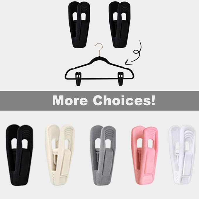 Black Velvet Hangers Clips (80-Pack), Non-Slip Strong Velvet Hangers Clips for Velvet Skirt Hangers, Velvet Pants Hanger Velvet Clips Fit for Thin Velvet Clothes Suit Hangers-NeatNest