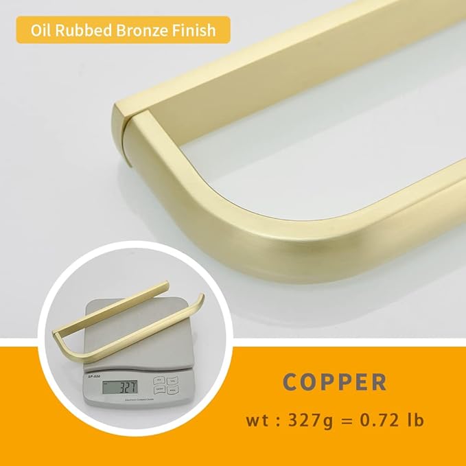 BESy Brass Hand Towel Bar for Bathroom Brushed Gold, Rustproof Wall Mounted Towel Rack Hanger Bathroom Hardware Accessories Towel Holder 12 Inch-NeatNest