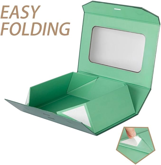 3 Pcs Extra Large Green Gift Box for Presents with Ribbon 19x16x6 Inches Clear Gift Box with Window Magnetic Closure Gift Boxes with Lids-NeatNest