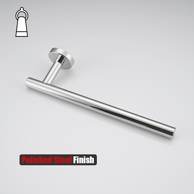 JQK Hand Towel Holder Towel Ring Chrome, 10 Inch Thicken 0.8mm 304 Stainless Steel Bathroom Hand Towel Bar, 9 Inch Useable Length Wall Mount Towel Rack Hanger, Polished Steel, THH110L9-CH