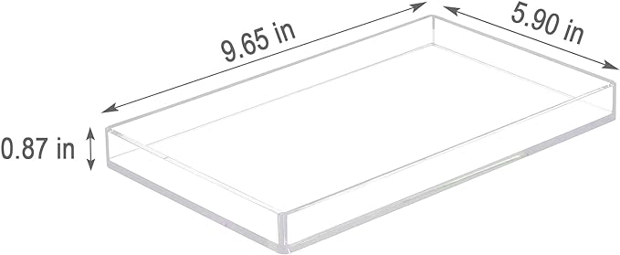 Bigfety Acrylic Bathroom Tray for Counter, Handmade Clear Trays Sturdy Organizer for Cup, Sponge, Soap, Plant (Medium, Clear)-NeatNest