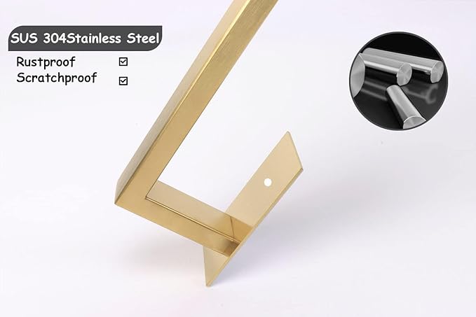 Bathroom Towel Bar Self Adhesive, No Drilling Towel Rack Easy to Install,Hand Towel Holder Made of Premium Stainless Steel Sticky on Hand Towel Hanger for Kitchen, Toilet.(16IN, Gold)-NeatNest