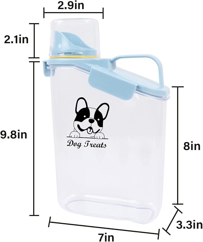 Dog Food Storage Container Airtight Portable Dog Food Container with Handled Lid and Pour Spout,Food Storage for Dog Dry Food Small Pet Food Container with Measuring Cup for Home, Travel,2.8L Blue-NeatNest