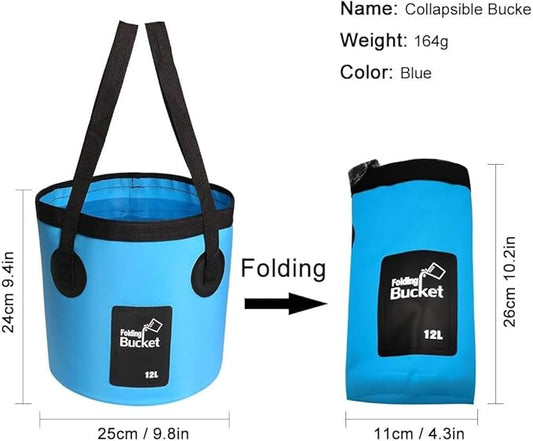Collapsible Bucket with Handle, Multifunctional Foldable Water Container for Camping, Hiking, Traveling, Fishing, Washing, Gardening, Waterproof, Durable, Lightweight, Black-NeatNest