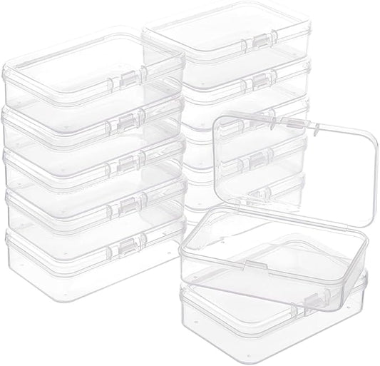 BENECREAT 12 Packs Rectangle PP Plastic Container Box, 3x2x0.8inch Bead Storage Organizer Box, Dustproof Case with Hinged Lid for Cards, Beads and Craft Supplies-NeatNest