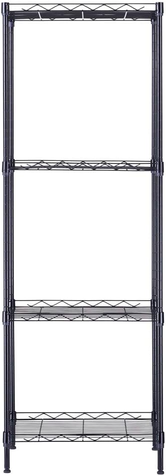 4-Tier Adjustable Metal Storage Rack Wire Shelving Unit for Pantry, Closet, Kitchen, Laundry, Bathroom (Black, 4-Tier)
