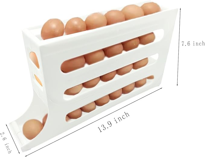 Egg Holder for Fridge, Automatic Rolling Egg Storage for Refrigerator, Space-Saving Refrigerator Egg Dispenser, Egg Organizer for Refrigerator