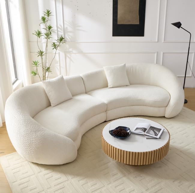 35.43'' Round Wood Coffee Table Marble Circle Coffee Table for Living Room Fluted Center Table with Pedestal Accent Tea Table Apartment Office, Oak