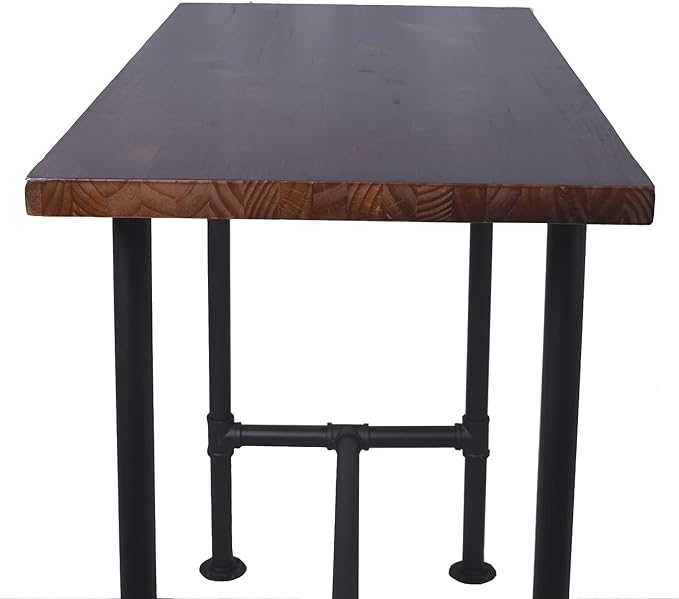 Diwhy DIY Industrial Design Pipe Dining Table Casual Pub BAR Laptop Table Modern Studio Wood and Metal Rectangular Dining Table homeoffice Desk Breakfast high bar Table Walnut Desktop 47.3" × 23.6"-NeatNest